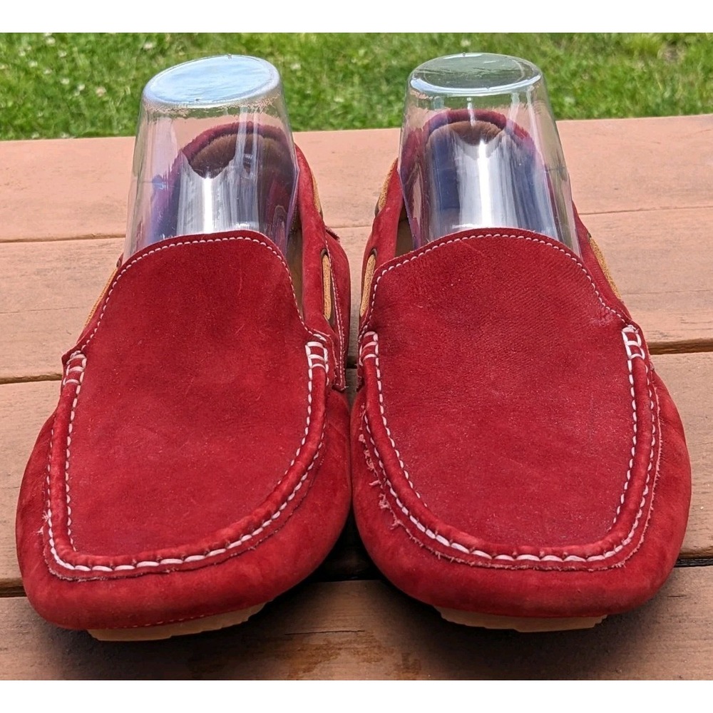 1901 Red Leather Comfort Casual Loafers Men's 10M Driving Shoe Footwear - Picture 2 of 11